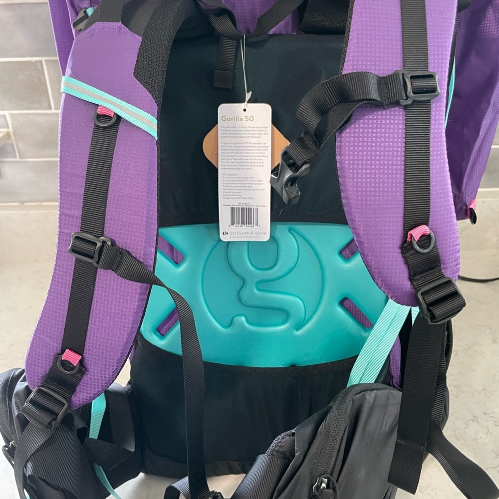 Purple and Teal Backpack Gossmar Gorilla 50 Ultralight backpack